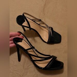 Tony Bianco Glossy Black Strappy Heels